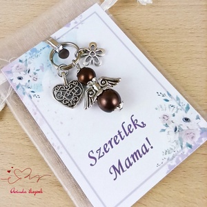 Barna tekla angyal kulcstartó táskadísz ajándékkártyával anyának mamának keresztanyának  - táska & tok - kulcstartó & táskadísz - kulcstartó - Meska.hu