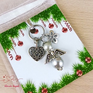 Ezüstszürke tekla angyal kulcstartó táskadísz ajándékkártyával anyának mamának keresztanyának  - táska & tok - kulcstartó & táskadísz - kulcstartó - Meska.hu