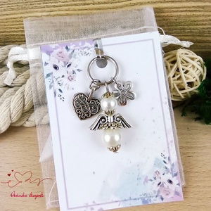 Fehér tekla angyal kulcstartó táskadísz ajándékkártyával anyának mamának keresztanyának  - táska & tok - kulcstartó & táskadísz - kulcstartó - Meska.hu