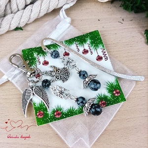 Hópehely obszidián ásvány angyal könyvjelző kulcstartó táskadísz pedagógusnak évzáróra karácsonyra szülinapra névnapra - könyv & zene - könyvjelző - Meska.hu