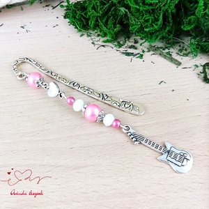 Rózsaszín gitár könyvjelző egyedi ajándék ballagásra évzáróra pedagógusnak születésnapra névnapra nőnek lánynak  - könyv & zene - könyvjelző - Meska.hu