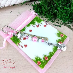 Rózsaszín gitár könyvjelző egyedi ajándék ballagásra évzáróra pedagógusnak születésnapra névnapra nőnek lánynak  - könyv & zene - könyvjelző - Meska.hu