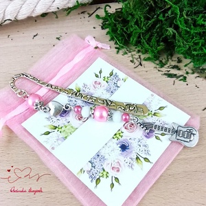 Rózsaszín gitár könyvjelző egyedi ajándék ballagásra évzáróra pedagógusnak születésnapra névnapra nőnek lánynak  - könyv & zene - könyvjelző - Meska.hu