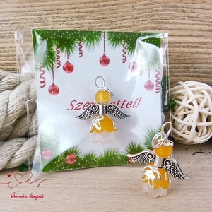 5 db narancs angyal medál ajándékkísérő  - karácsony - karácsonyi ajándékozás - karácsonyi képeslap, üdvözlőlap, ajándékkísérő - Meska.hu