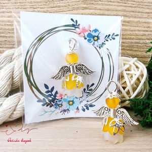 5 db narancs angyal medál ajándékkísérő  - karácsony - karácsonyi ajándékozás - karácsonyi képeslap, üdvözlőlap, ajándékkísérő - Meska.hu