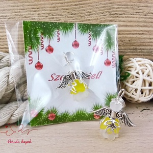 5 db sárga angyal medál ajándékkísérő  - karácsony - karácsonyi ajándékozás - karácsonyi képeslap, üdvözlőlap, ajándékkísérő - Meska.hu