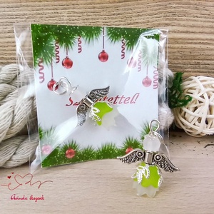 5 db zöld angyal medál ajándékkísérő apró ajándék  - karácsony - karácsonyi ajándékozás - karácsonyi képeslap, üdvözlőlap, ajándékkísérő - Meska.hu