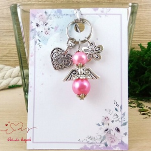 Pink tekla angyal kulcstartó táskadísz anyának mamának keresztanyának , Táska & Tok, Kulcstartó & Táskadísz, Kulcstartó, Ékszerkészítés, Gyöngyfűzés, gyöngyhímzés, MESKA