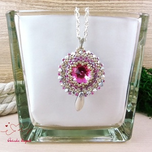 Csillogó álmok magenta swarovski nyaklánc  - esküvő - ékszer - nyaklánc - Meska.hu