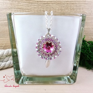 Csillogó álmok magenta swarovski nyaklánc  - esküvő - ékszer - nyaklánc - Meska.hu