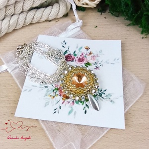 Csillogó álmok barack swarovski nyaklánc egyedi kristály esküvő alkalmi koszorúslány örömanya menyasszony násznagy - esküvő - ékszer - nyaklánc - Meska.hu