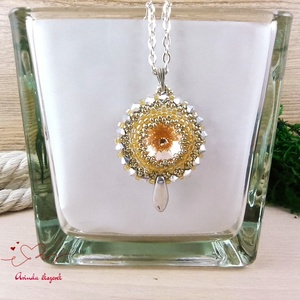 Csillogó álmok barack swarovski nyaklánc egyedi kristály esküvő alkalmi koszorúslány örömanya menyasszony násznagy - esküvő - ékszer - nyaklánc - Meska.hu