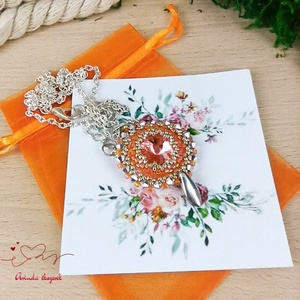Csillogó álmok narancs swarovski nyaklánc egyedi kristály esküvő alkalmi koszorúslány örömanya menyasszony násznagy - esküvő - ékszer - nyaklánc - Meska.hu