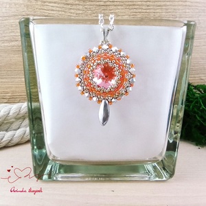 Csillogó álmok narancs swarovski nyaklánc egyedi kristály esküvő alkalmi koszorúslány örömanya menyasszony násznagy - esküvő - ékszer - nyaklánc - Meska.hu