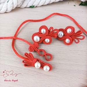 Piros menyecske menyasszonyi esküvői ékszer sujtás nyaklánc fülbevaló szett - esküvő - ékszer - ékszerszett - Meska.hu