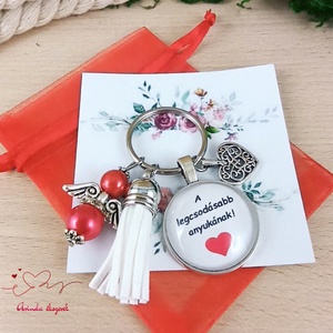 A legcsodásabb anyukának feliratos üveglencsés kulcstartó táskadísz karácsony  - táska & tok - kulcstartó & táskadísz - kulcstartó - Meska.hu