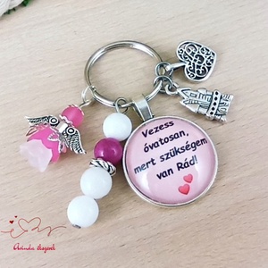 Vezess óvatosan, mert szükségem van rád feliratos üveglencsés kulcstartó táskadísz  - táska & tok - kulcstartó & táskadísz - kulcstartó - Meska.hu