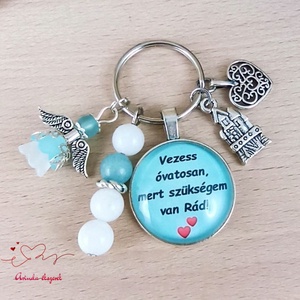 Vezess óvatosan, mert szükségem van Rád! feliratos üveglencsés kulcstartó táskadísz  - táska & tok - kulcstartó & táskadísz - kulcstartó - Meska.hu