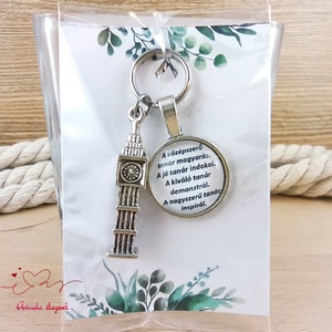 Big Ben medálos üveglencsés kulcstartó választható felirattal pedagógusnak ballagásra évzáróra pedagógusnapra - táska & tok - kulcstartó & táskadísz - kulcstartó - Meska.hu