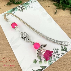 Pink angyal könyvjelző , Könyv & Zene, Könyvjelző, Ékszerkészítés, Gyöngyfűzés, gyöngyhímzés, MESKA
