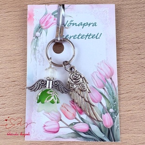 Nőnapi ajándék ambíció sötétzöld angyala kulcstartó ajándékkártyával választható medállal szív angyal angyalszárny , Táska & Tok, Kulcstartó & Táskadísz, Kulcstartó, Ékszerkészítés, MESKA