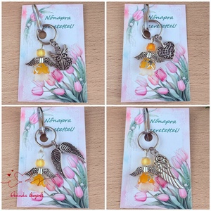 Nőnapi ajándék megvilágosodás narancs angyala kulcstartó ajándékkártyával választható medállal szív angyal angyalszárny  - táska & tok - kulcstartó & táskadísz - kulcstartó - Meska.hu