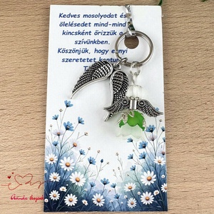 Óvónéni dadus ajándék ambíció sötétzöld angyal kulcstartó ajándékkártyával medállal szív angyal angyalszárny  - Meska.hu