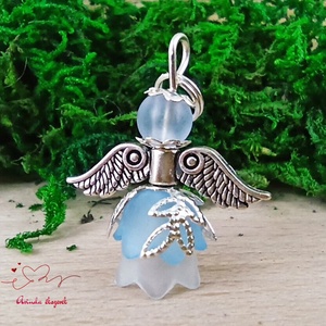 Angyalka medál sötétkék 5 db-os csomagban ajándékkártyával karácsonyi apróság kollégának osztálytársnak vendégnek - karácsony - karácsonyi ajándékozás - karácsonyi képeslap, üdvözlőlap, ajándékkísérő - Meska.hu