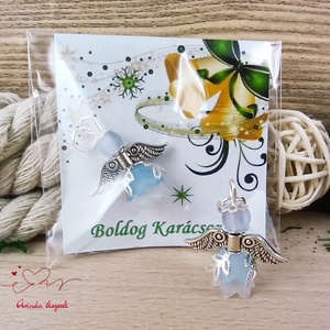 Angyalka medál sötétkék 5 db-os csomagban ajándékkártyával karácsonyi apróság kollégának osztálytársnak vendégnek - karácsony - karácsonyi ajándékozás - karácsonyi képeslap, üdvözlőlap, ajándékkísérő - Meska.hu