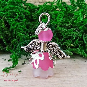 Angyalka medál pink 5 db-os csomagban ajándékkártyával karácsonyi apróság kollégának osztálytársnak vendégnek - karácsony - karácsonyi ajándékozás - karácsonyi képeslap, üdvözlőlap, ajándékkísérő - Meska.hu