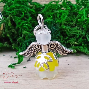 Angyalka medál sárga 5 db-os csomagban ajándékkártyával karácsonyi apróság kollégának osztálytársnak vendégnek - karácsony - karácsonyi ajándékozás - karácsonyi képeslap, üdvözlőlap, ajándékkísérő - Meska.hu