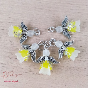 Angyalka medál sárga 5 db-os csomagban ajándékkártyával karácsonyi apróság kollégának osztálytársnak vendégnek - karácsony - karácsonyi ajándékozás - karácsonyi képeslap, üdvözlőlap, ajándékkísérő - Meska.hu