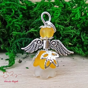 Angyalka medál narancs 5 db-os csomagban ajándékkártyával karácsonyi apróság kollégának osztálytársnak vendégnek - karácsony - karácsonyi ajándékozás - karácsonyi képeslap, üdvözlőlap, ajándékkísérő - Meska.hu