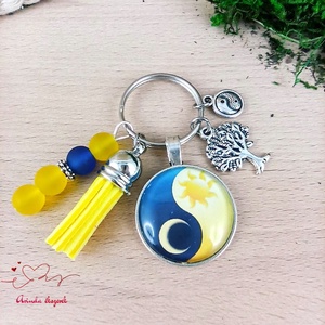 Jinjang sárga bojtos üveglencsés kulcstartó táskadísz , Táska & Tok, Kulcstartó & Táskadísz, Kulcstartó, Ékszerkészítés, Gyöngyfűzés, gyöngyhímzés, MESKA