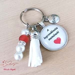 A legcsodásabb mamának feliratos üveglencsés kulcstartó táskadísz  - táska & tok - kulcstartó & táskadísz - kulcstartó - Meska.hu