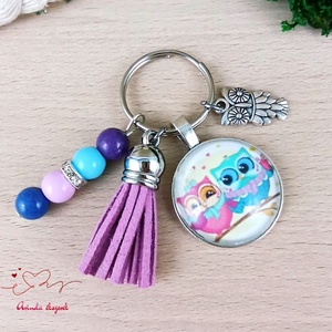 Baglyok rózsaszín bojtos üveglencsés kulcstartó táskadísz , Táska & Tok, Kulcstartó & Táskadísz, Kulcstartó, Ékszerkészítés, Gyöngyfűzés, gyöngyhímzés, MESKA