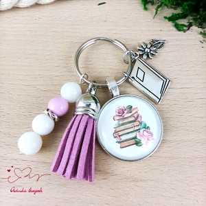 Olvasni jó lila bojtos üveglencsés kulcstartó táskadísz , Táska & Tok, Kulcstartó & Táskadísz, Táskadísz, Ékszerkészítés, Gyöngyfűzés, gyöngyhímzés, MESKA