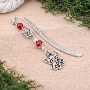 Piros angyal könyvjelző , Könyv & Zene, Könyvjelző, Ékszerkészítés, Gyöngyfűzés, gyöngyhímzés, MESKA