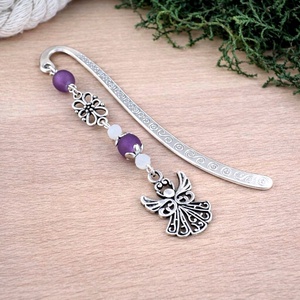 Lila angyal könyvjelző , Könyv & Zene, Könyvjelző, Ékszerkészítés, Gyöngyfűzés, gyöngyhímzés, MESKA