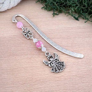 Rózsaszín angyal könyvjelző , Könyv & Zene, Könyvjelző, Ékszerkészítés, Gyöngyfűzés, gyöngyhímzés, MESKA