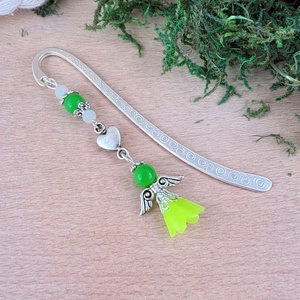 Zöld angyal könyvjelző , Könyv & Zene, Könyvjelző, Ékszerkészítés, Gyöngyfűzés, gyöngyhímzés, MESKA