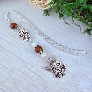 Barna angyal könyvjelző , Könyv & Zene, Könyvjelző, Ékszerkészítés, Gyöngyfűzés, gyöngyhímzés, MESKA