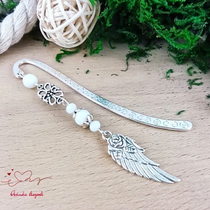 Fehér angyalszárny könyvjelző  - könyv & zene - könyvjelző - Meska.hu