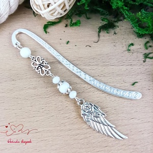 Fehér angyalszárny könyvjelző , Könyv & Zene, Könyvjelző, Ékszerkészítés, Gyöngyfűzés, gyöngyhímzés, MESKA