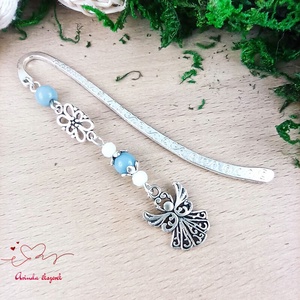 Szürke angyal könyvjelző , Könyv & Zene, Könyvjelző, Ékszerkészítés, Gyöngyfűzés, gyöngyhímzés, MESKA