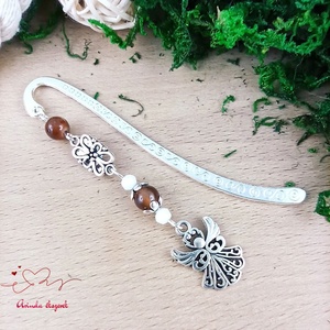 Barna angyal könyvjelző , Könyv & Zene, Könyvjelző, Ékszerkészítés, Gyöngyfűzés, gyöngyhímzés, MESKA