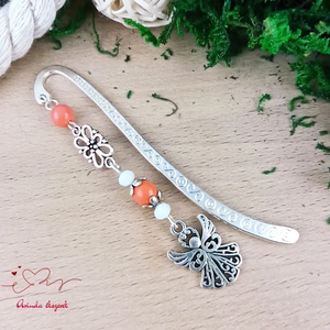 Narancs angyal könyvjelző , Könyv & Zene, Könyvjelző, Ékszerkészítés, Gyöngyfűzés, gyöngyhímzés, MESKA