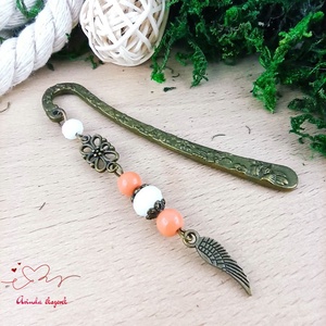 Narancs bronz angyalszárny könyvjelző  - könyv & zene - könyvjelző - Meska.hu