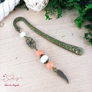 Narancs bronz angyalszárny könyvjelző  - könyv & zene - könyvjelző - Meska.hu