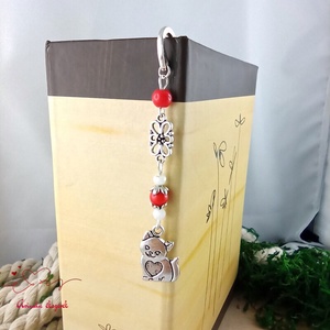 Piros cica könyvjelző  - könyv & zene - könyvjelző - Meska.hu